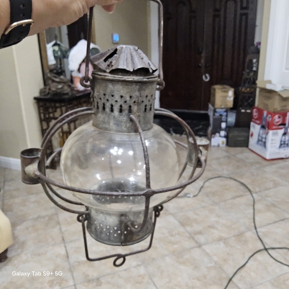 Vintage Style Metal and Glass Lantern - Picture 1 of 5